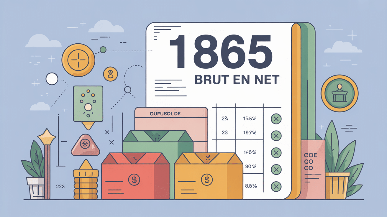Illustration du calcul 1865 brut en net moderne