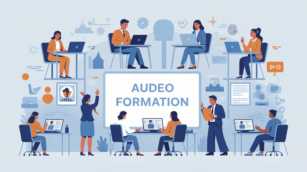 audeo formation adultes apprentissage illustration vectorielle