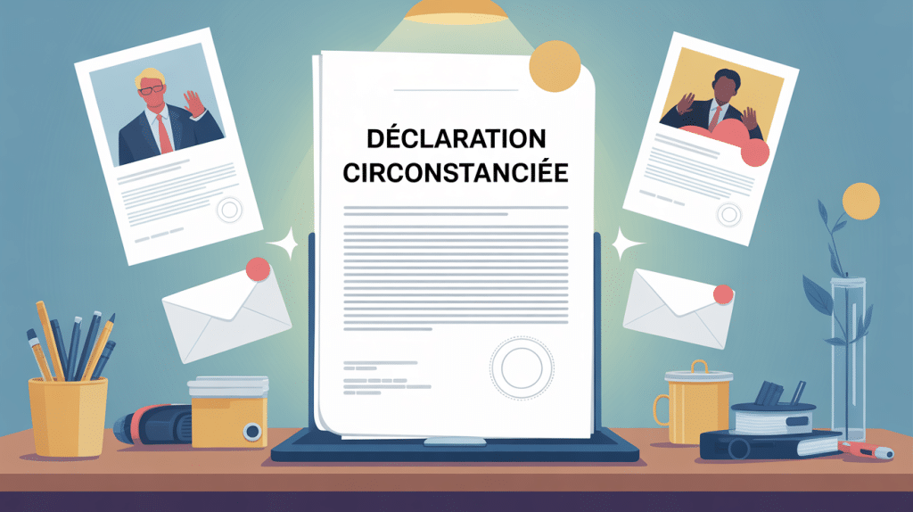 Déclaration circonstanciée sur table avec preuves