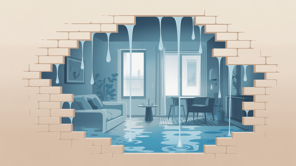 illustration fuite d'eau dans un mur assurance appartement