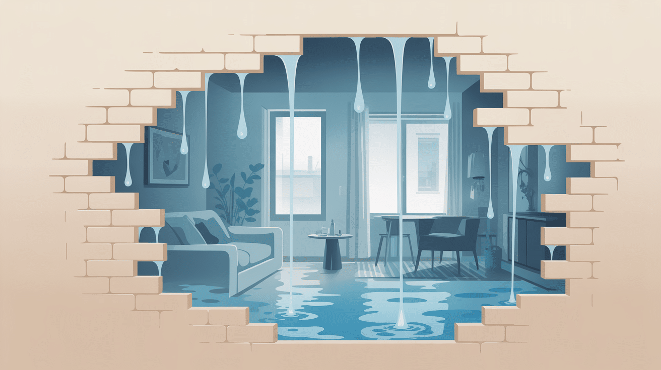 illustration fuite d'eau dans un mur assurance appartement