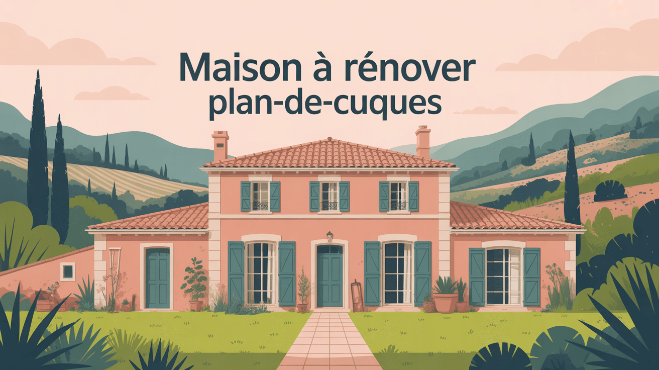 maison a renover plan de cuques vue façade avec outils rénovation