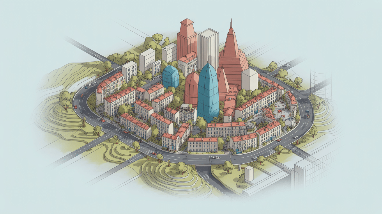 un plan de masse coté dans les 3 dimensions vue générale
