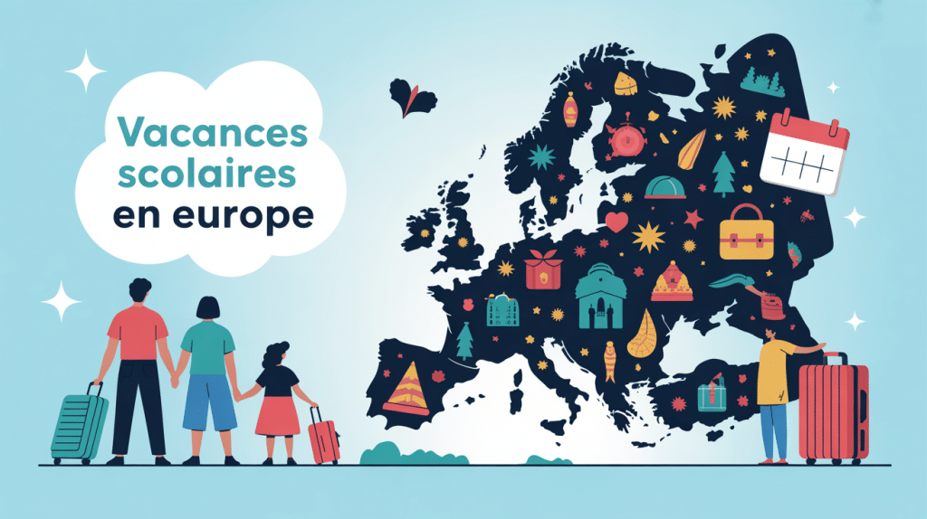 Illustration de planification vacances scolaire Europe carte