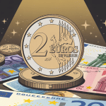 valeurs des pieces de 2 euros sur fond élégant